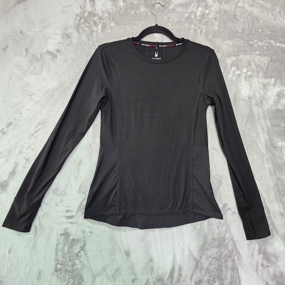 Spyder Active Womens Black Long Sleeve Performance Top Thumbholes Small